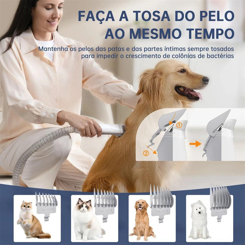 kit aspirador multifuncional 5 em 1 para cães e gatos, para aspirar e tosar pelos. - BrazilStory