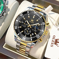 Relógios OLEVS Masculinos Top Marca Relógio de Luxo para Homens Original À Prova D'Água Aço Inoxidável Cronógrafo Fase da Lua Data Rota Dial