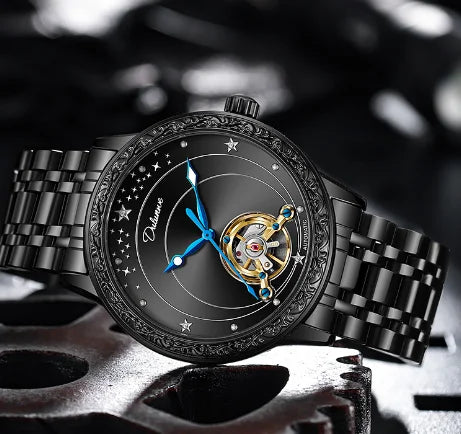 Relógio Mecânico Automático Masculino Céu Estrelado  Luz Noturna Brilhante