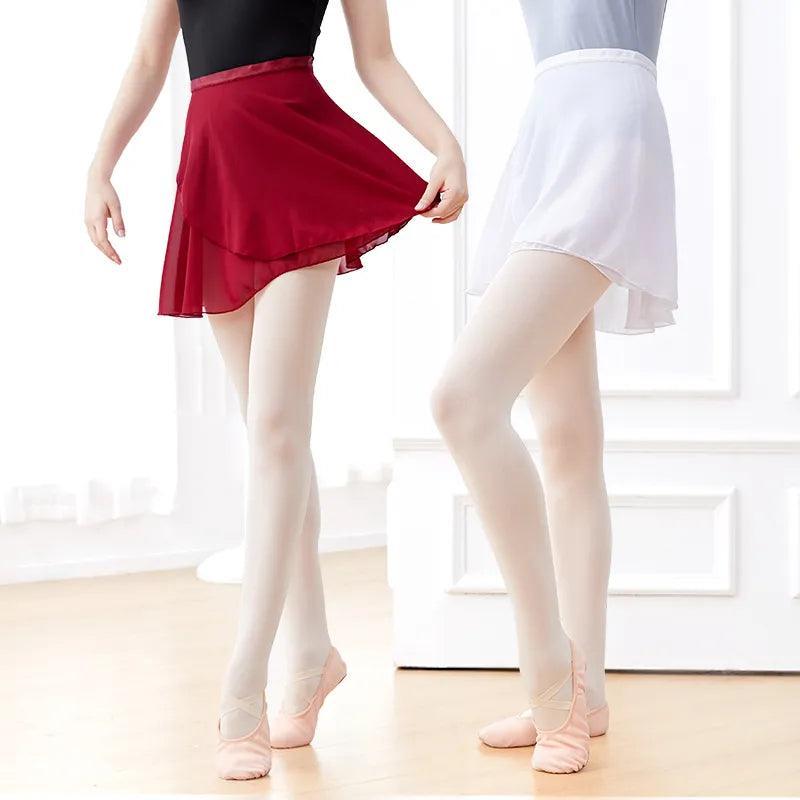 Saias de dança chiffon, collant com renda, para meninas, prática de balé - BrazilStory