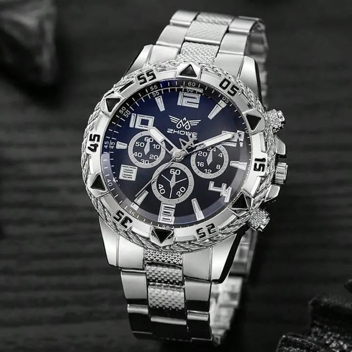 Relógio Masculino Metal Pallyjane Prata, a Prova D'Água com Led Master