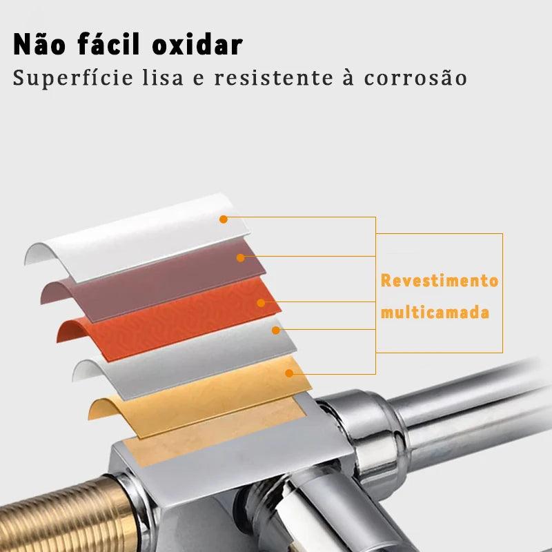Torneira Gourmet Cozinha Pia de Parede Tubo Flexível Aço Inoxidável 1/4 - BrazilStory