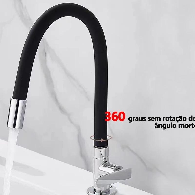 Torneira de luxo flexível de parede com corpo de silicone preto - BrazilStory