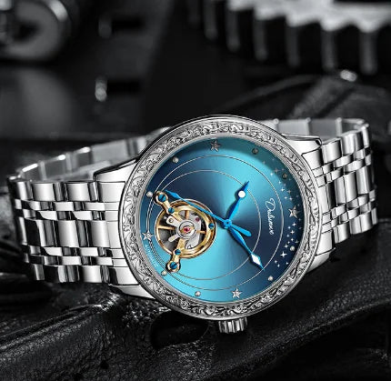 Relógio Mecânico Automático Masculino Céu Estrelado  Luz Noturna Brilhante
