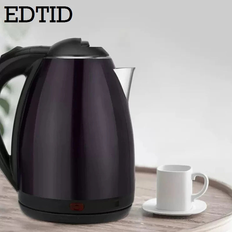 Chaleira elétrica EDTID 2L, de aço inoxidável para uso doméstico Aquecimento rápido Água quente Ferver chaleiras Desligamento automático