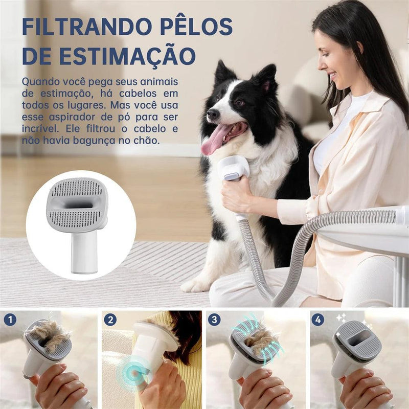kit aspirador multifuncional 5 em 1 para cães e gatos, para aspirar e tosar pelos. - BrazilStory