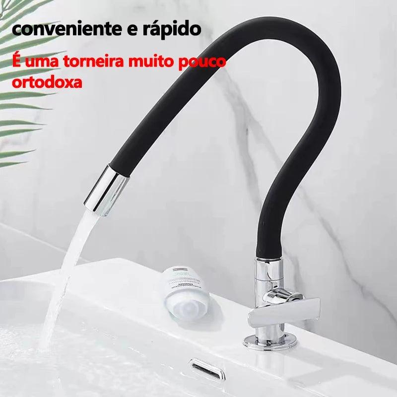 Torneira de luxo flexível de parede com corpo de silicone preto - BrazilStory