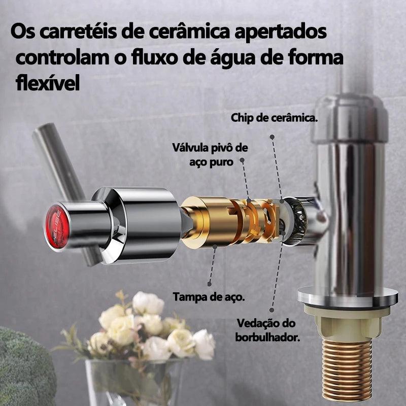 Torneira Gourmet Cozinha Pia de Parede Tubo Flexível Aço Inoxidável 1/4 - BrazilStory