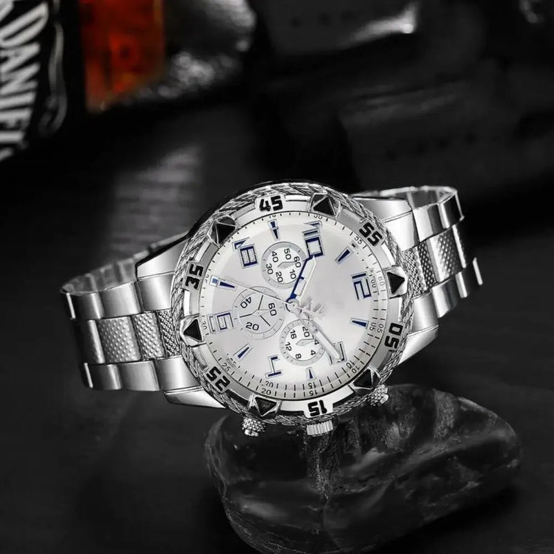 Relógio Masculino Metal Pallyjane Prata, a Prova D'Água com Led Master