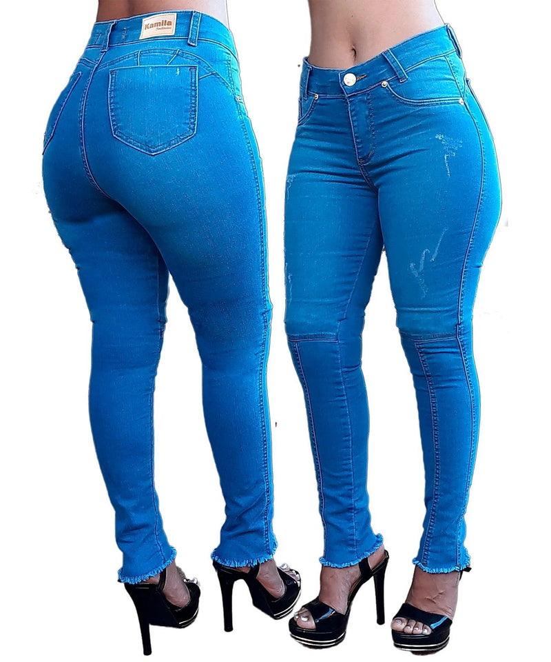 Kit 2 Calças Jeans Feminina com Lycra Cintura Alta Empina BUMBUM - BrazilStory