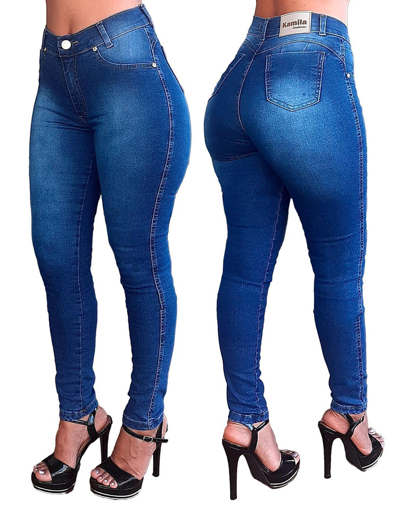 Kit 2 Calças Jeans Feminina com Lycra Cintura Alta Empina BUMBUM - BrazilStory