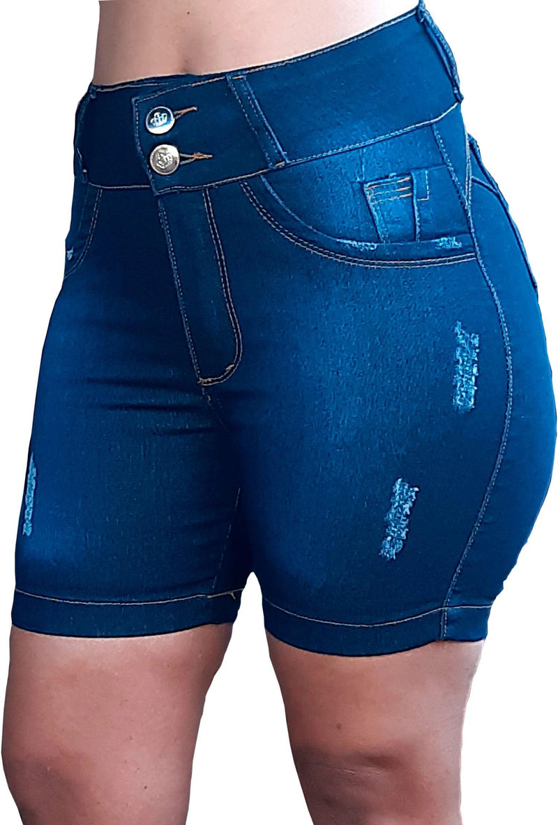 Kit 2 Short Jeans Feminino, Cintura Alta Com Bolso - BrazilStory