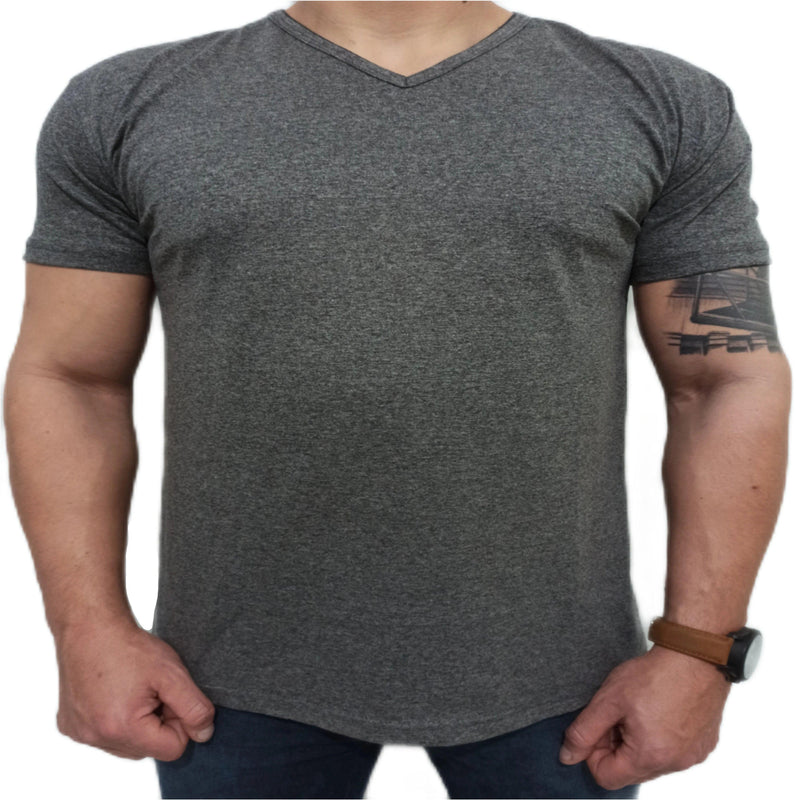 Camiseta Masculina Lisa Gola V Slim Fit - BrazilStory