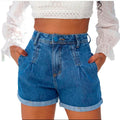 Kit 2 Short Jeans Feminino, Cintura Alta Com Bolso - BrazilStory