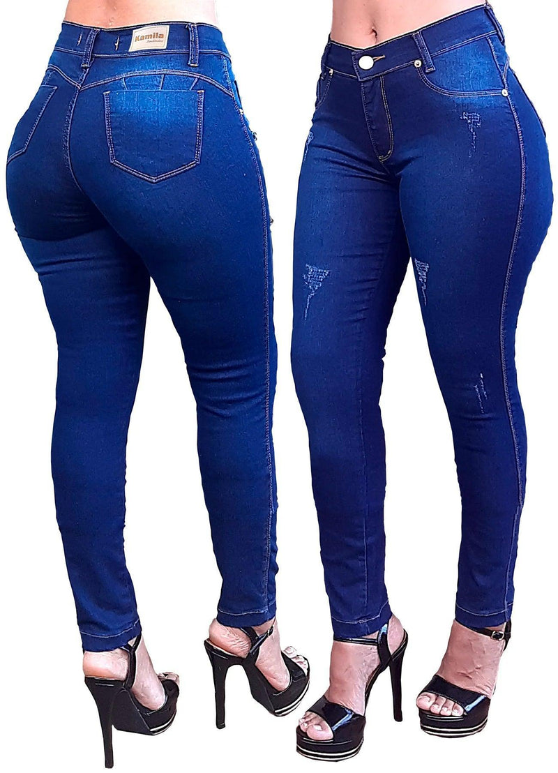 Kit 2 Calças Jeans Feminina com Lycra Cintura Alta Empina BUMBUM - BrazilStory