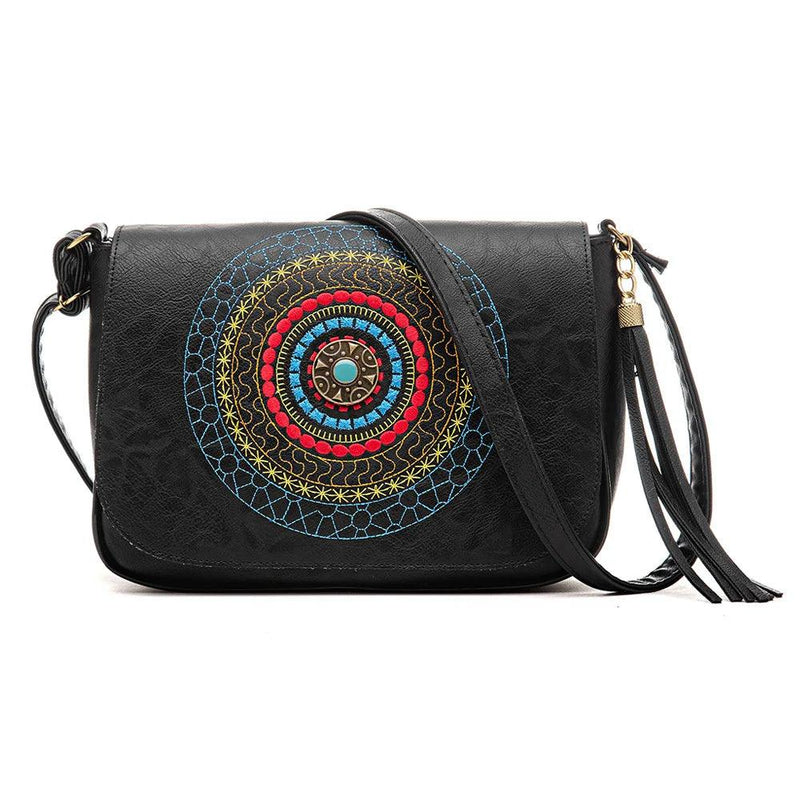 Bolsa Feminina Transversal de Ombro Couro Bordada - BrazilStory
