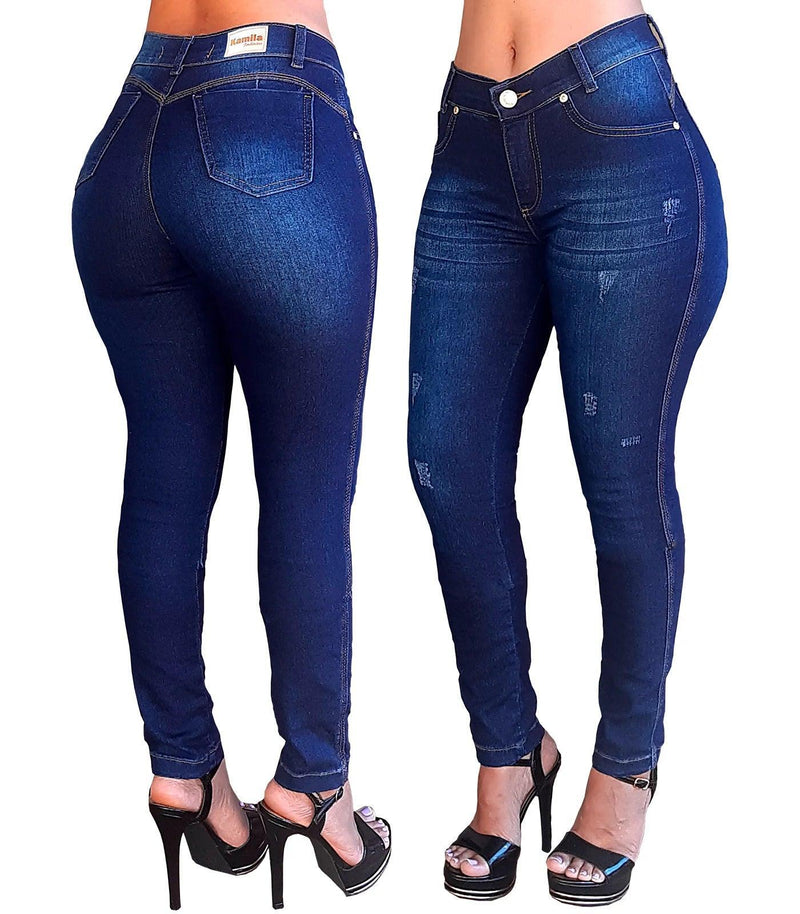 Kit 2 Calças Jeans Feminina com Lycra Cintura Alta Empina BUMBUM - BrazilStory