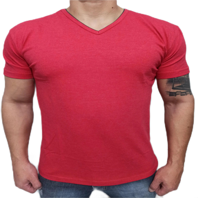 Camiseta Masculina Lisa Gola V Slim Fit - BrazilStory