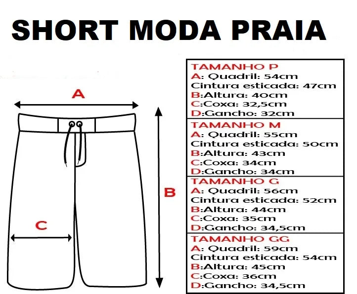 Kit 2 Short Moda Praia Bermuda Tactel - BrazilStory